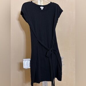 J. Crew Black Cotton Dress with Tie Detail Sz S
